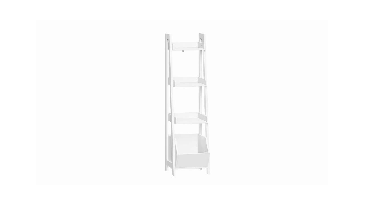 RiverRidge Home 13 in. W White Kids 4-Tier Ladder Shelf with Toy