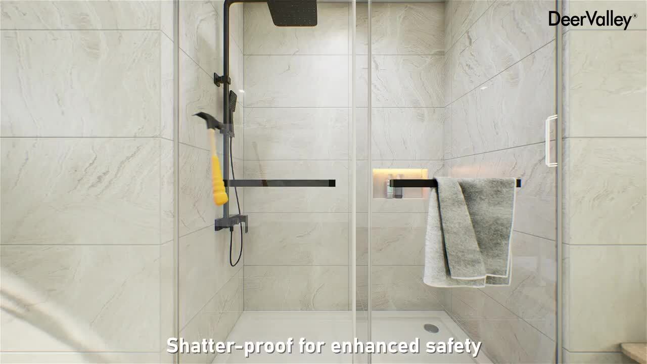 DEERVALLEY 60 in. W x 76 in. H Double Sliding Framed Shower Door in Brushed Gold with 3/8 in. (10 mm) Clear Glass