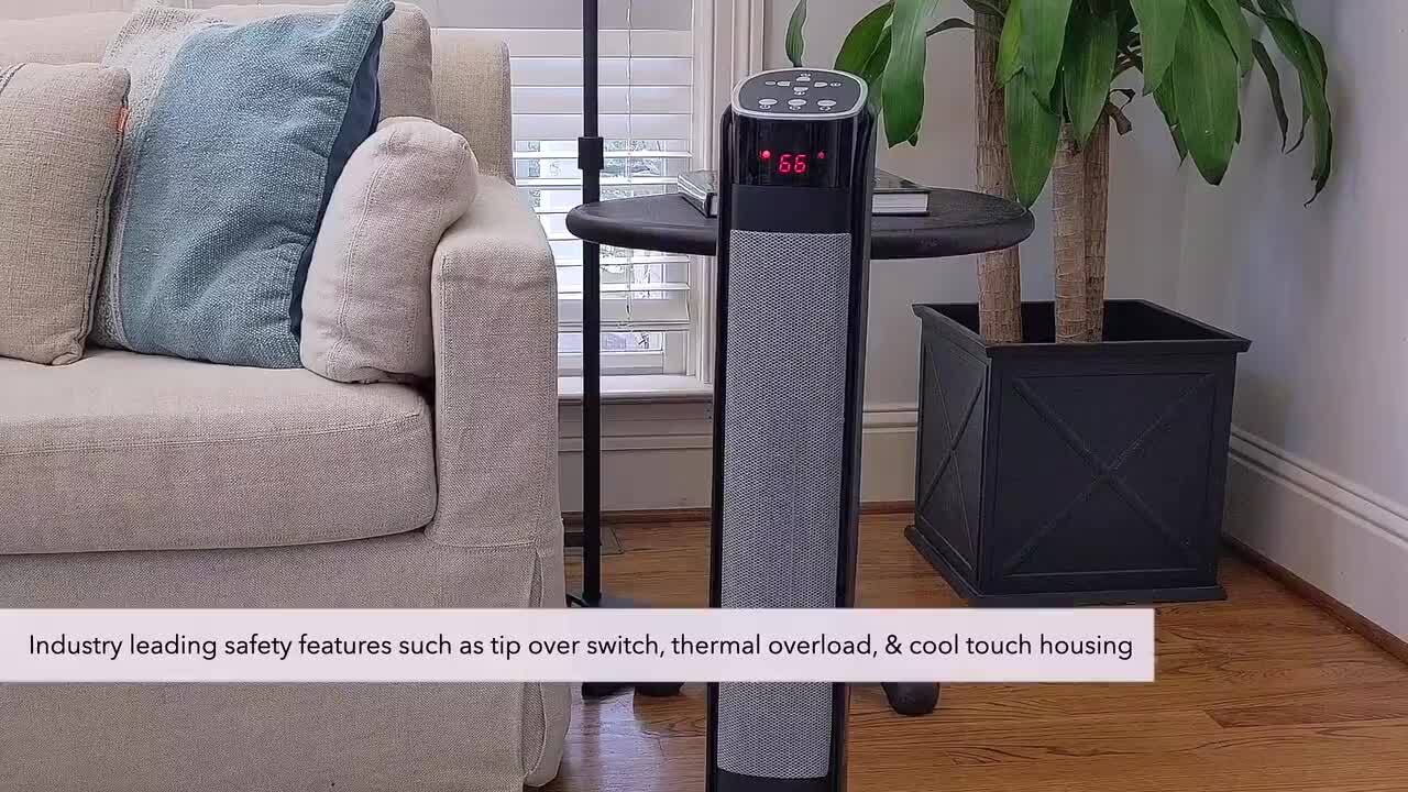 Hunter 30 in. 1,500-Watt 5,118 BTUs Electric Deluxe Digital Ceramic Tower  Heater with Remote Control 72016 - The Home Depot