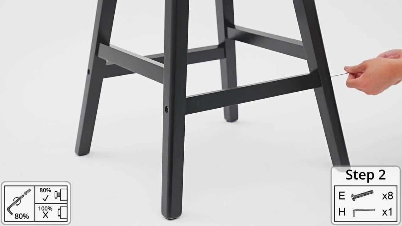 OrangeOne Black Classic Windsor 37.4 in. Swivel Barstool Solid