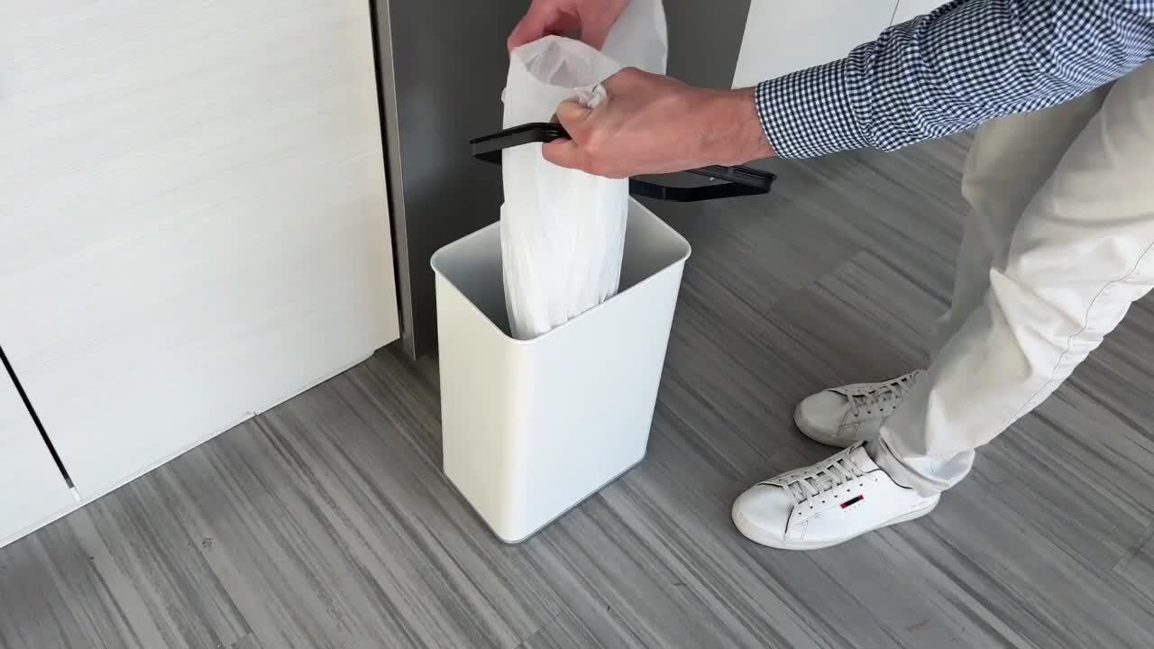 iTouchless 4 Gal. White Rectangular Metal Household Trash