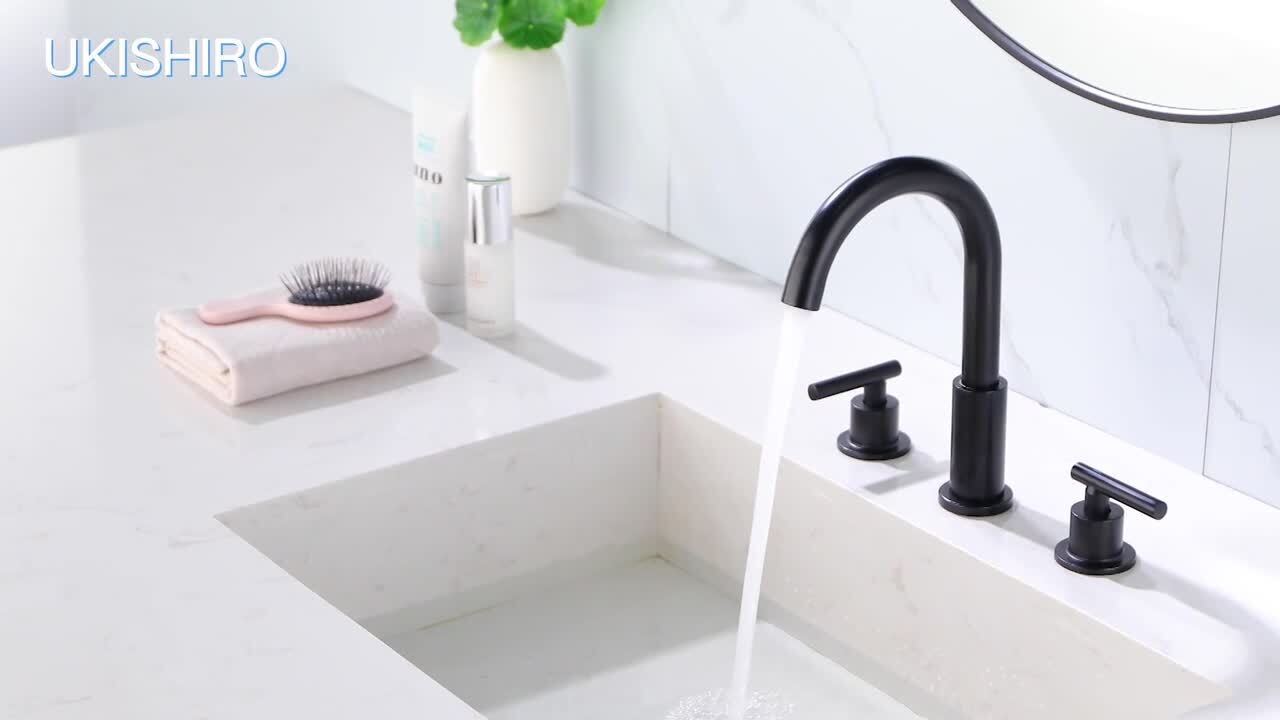 UKISHIRO 8 in. Widespread Double Handle High-Arc Bathroom Faucet