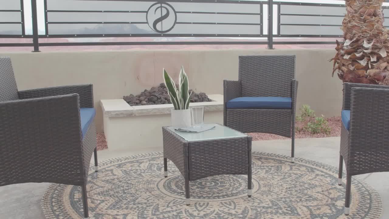 Brookside Iris Gray 4Piece Rattan Outdoor Conversation Seating Set and