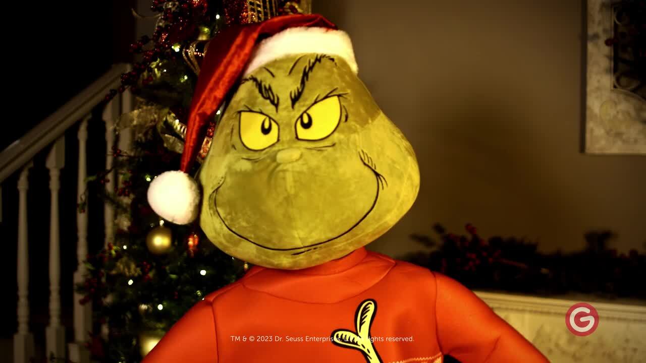 Grinch with Heart and Santa Hat, 4 Foot 
