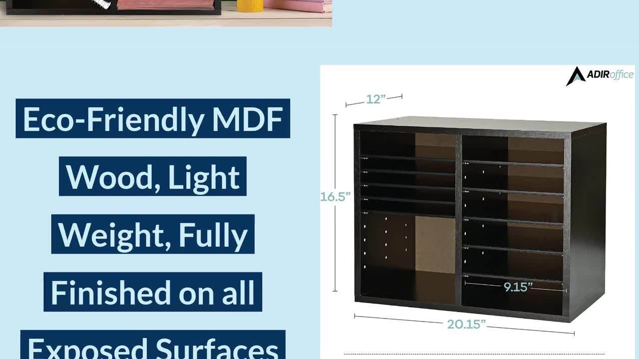 AdirOffice 36 Compartment Wood Adjustable File Cabinet Literature