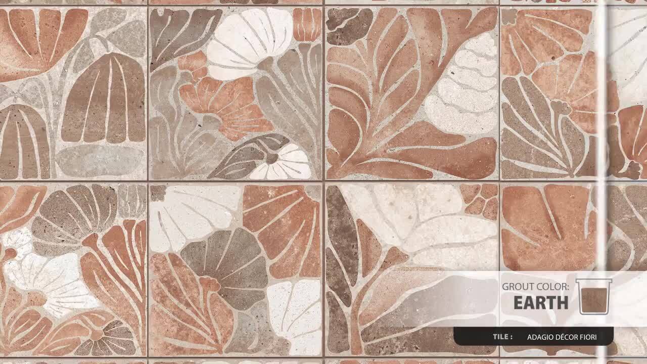 Merola Tile Adagio Decor Fiori 10 in. x 10 in. Porcelain Floor and
