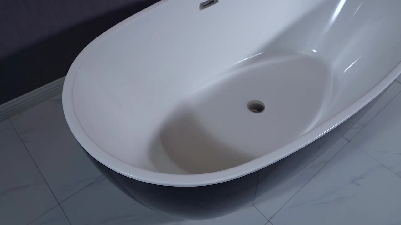 Troyes 59 in. Acrylic Freestanding Double Ended Soaking Bathtub with Drain and Overflow Included in Black Troyes 59 in. Acrylic Freestanding Double Ended Soaking Bathtub with Drain and Overflow Included in Black
