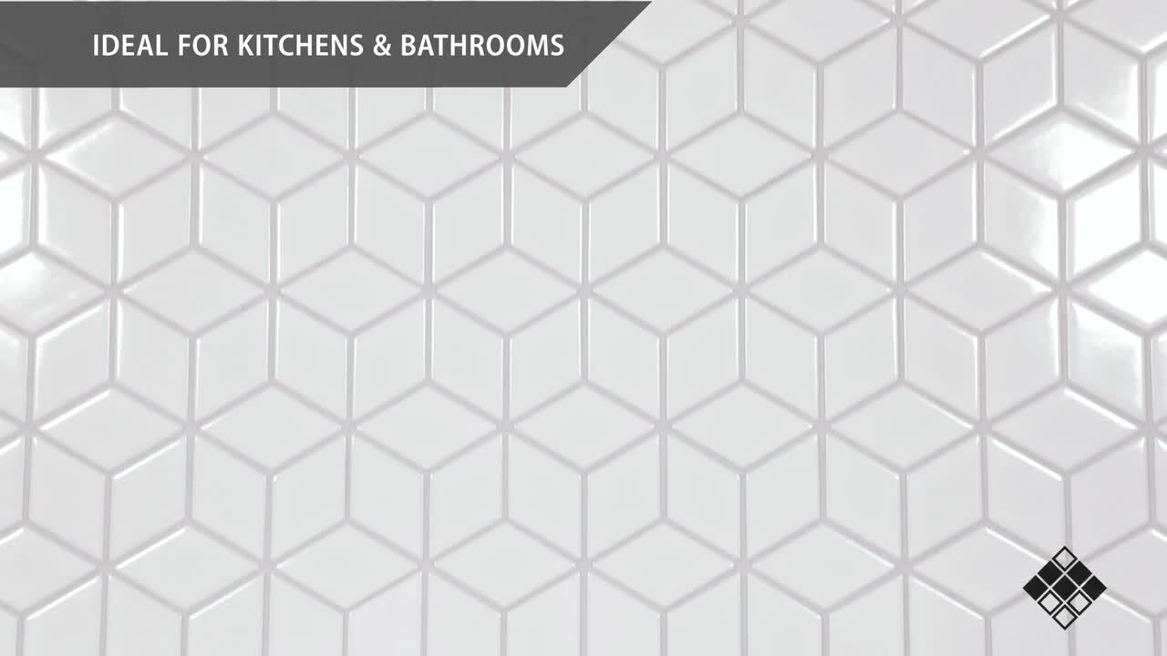 Merola Tile Metro Rhombus Glossy White 10-1/2 in. x 12-1/8