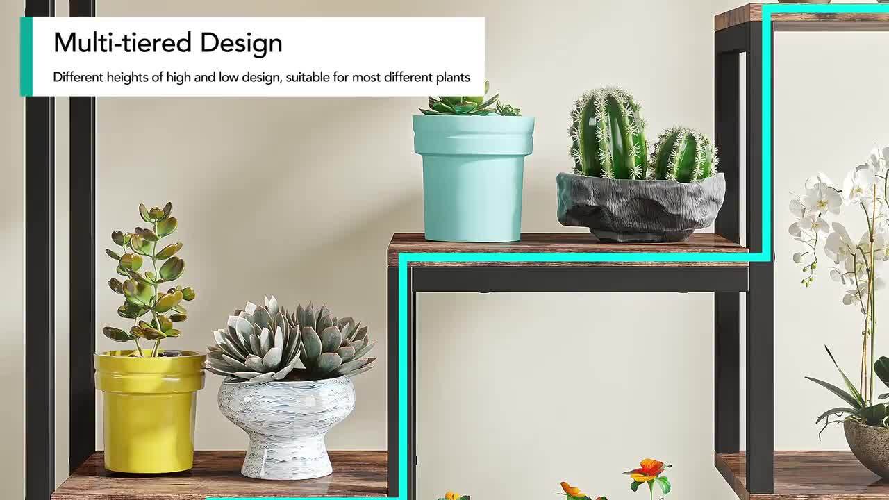BYBLIGHT Wellston 70.86 in. Black 5-Tier Wooden Indoor Plant