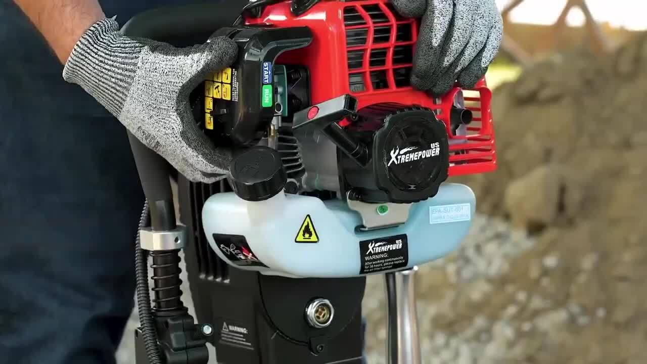 XtremepowerUS 52cc Gas-Powered 2-Stroke T-Post Fence Post Driver with Toolkit and Storage Case, EPA Certified