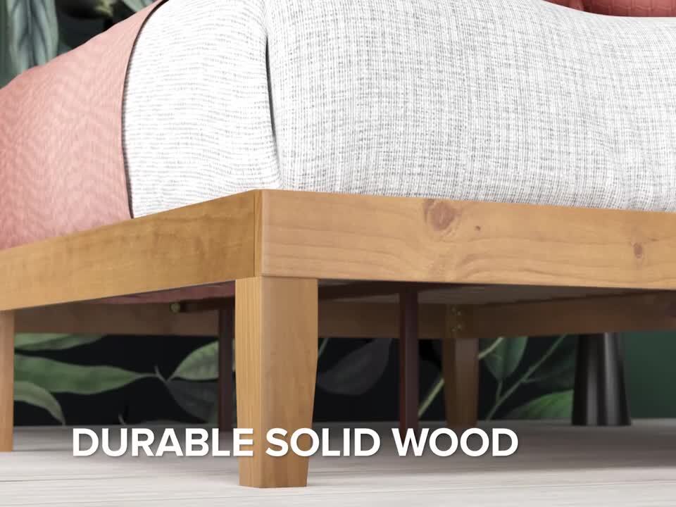 Double Wood Slat Support Zinus Moiz 35.5 cm Wood Platform Bed Natural Finish No Box Spring Needed 
