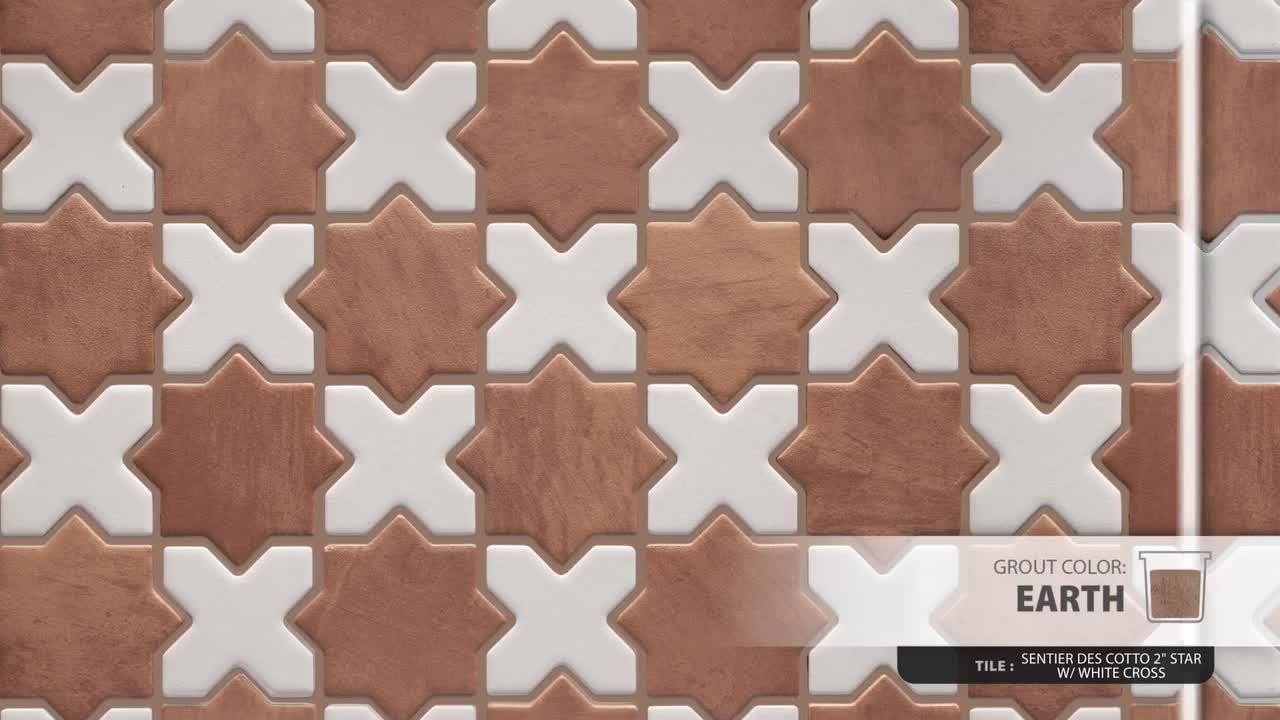Merola Tile Sentier des Cotto 2 in. Star with White Cross 12 in. x