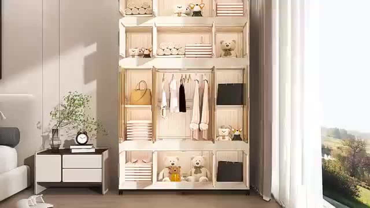 Seafuloy White-B 48 in. W Wardrobe Closet Storage Cabinet with