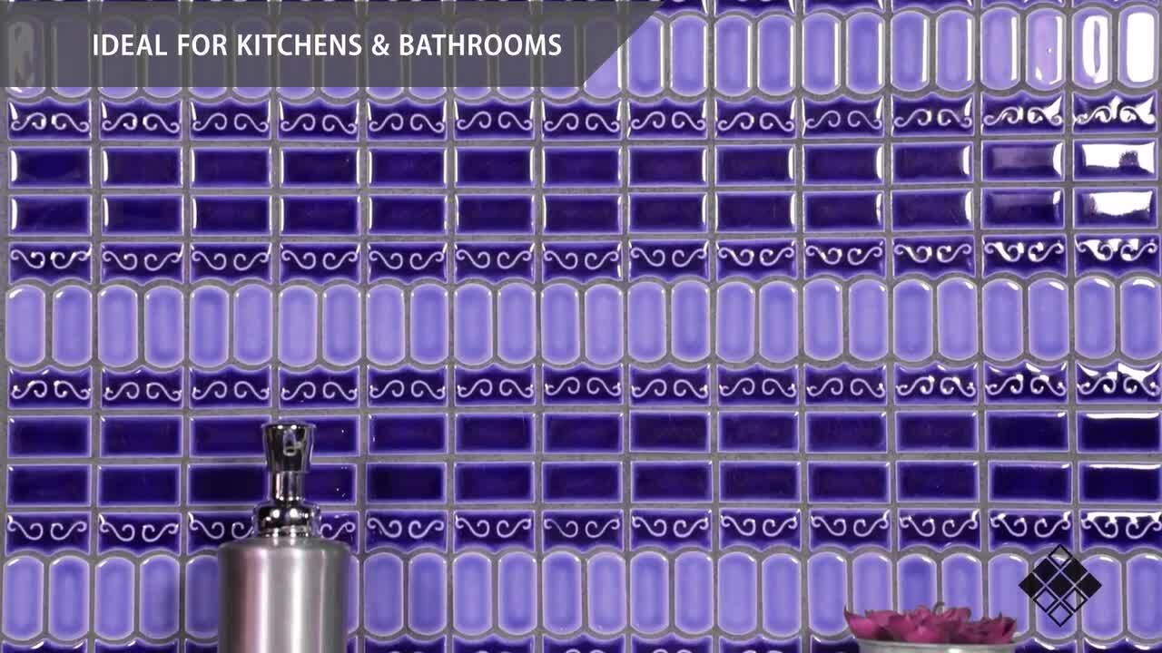 Merola Tile Modena Cobalt Blue 12 In X Porcelain Mosaic 10 69 Sq Ft Case Fkomod43 The Home Depot Merola Tile Modena Cobalt Blue 12 In X