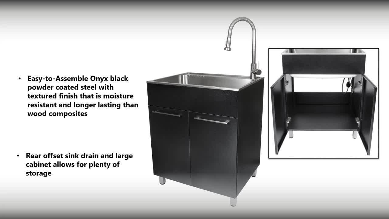 Presenza All-in-One 22 in. x 18 in. x 33.8 in. Stainless Steel Drop-In Sink and Cabinet with Faucet in Gray