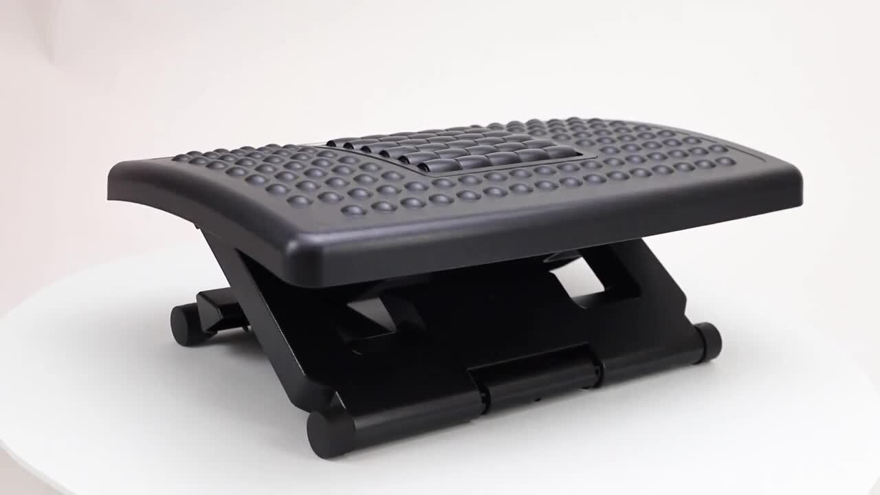 Black Adjustable Foot Rest for Under Desk at Work, Foot Stool with  Massaging Beads Removable Soft Pad, Max-Load 120Lbs 4-Level Height  Adjustment