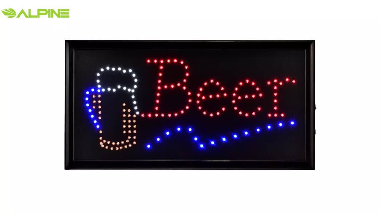 Alpine Industries 19 in. x 10 in. LED Rectangular Beer Sign with 2