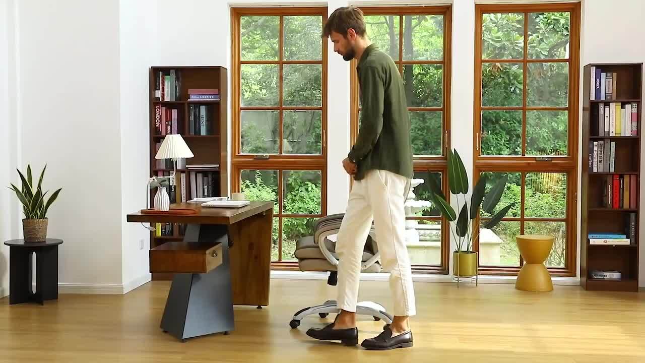 Glitzhome Brown Traditional Ergonomic Adjustable Height Swivel