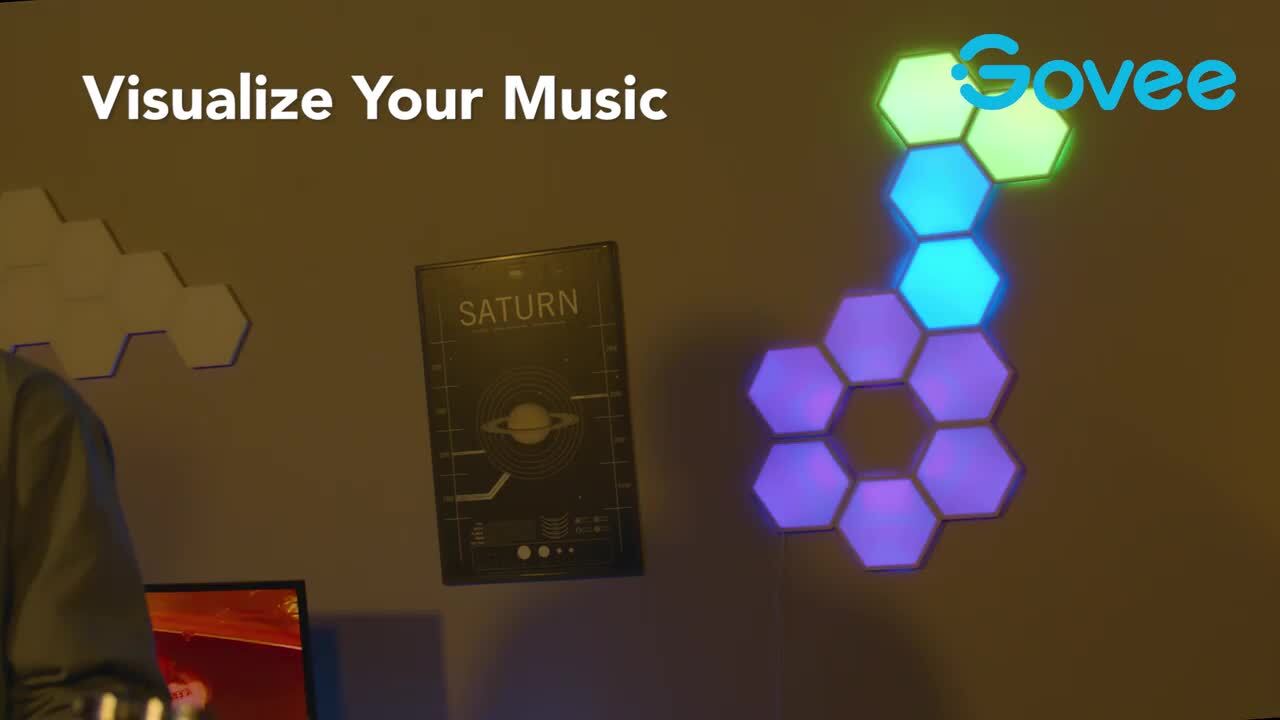 Govee Glide Hexagon Smart Color Changing Plug-In Wi-Fi Enabled Integrated LED Light Panels (5-Piece) B6061A03