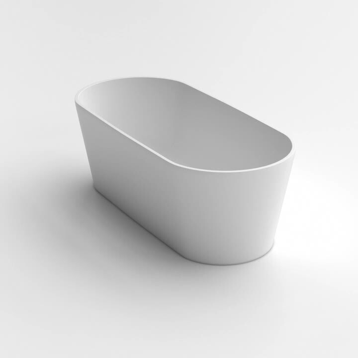 Luna 59 in. Stone Resin Solid Surface Matte Flatbottom Freestanding Bathtub in White