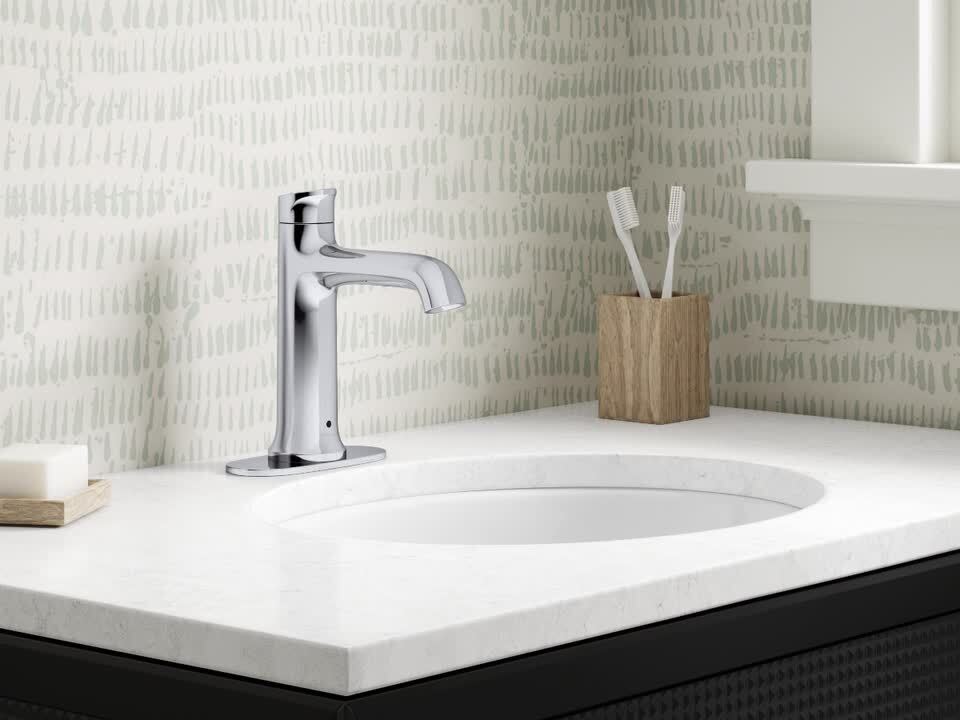 KOHLER Mistos Battery Powered Touchless Single Hole Bathroom Faucet in Polished Chrome