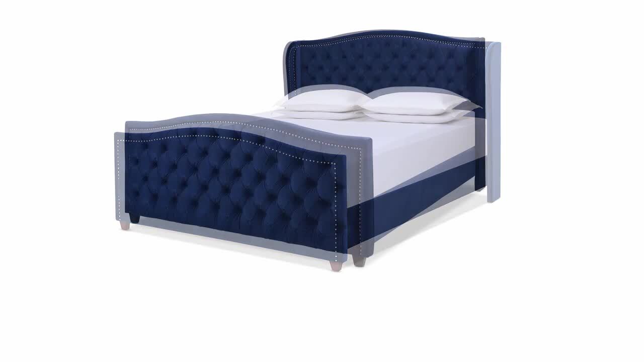 Blue upholstered deals king bed