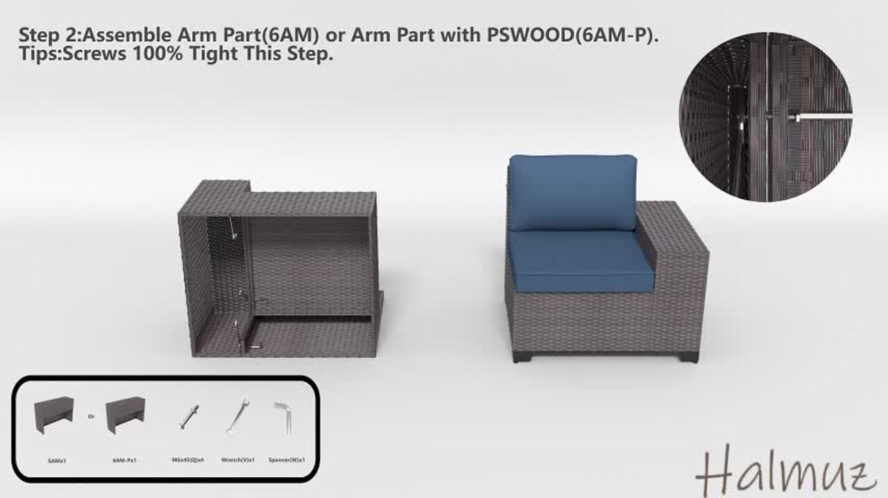 Halmuz 12-Piece Wicker Outdoor Sectional Set with Sand Cushion (6+