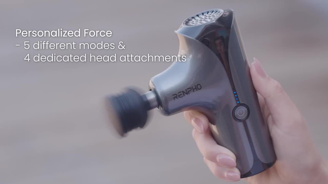 RENPHO Active Compact Muscle Massage Gun 5-Heads 5-Speeds in White