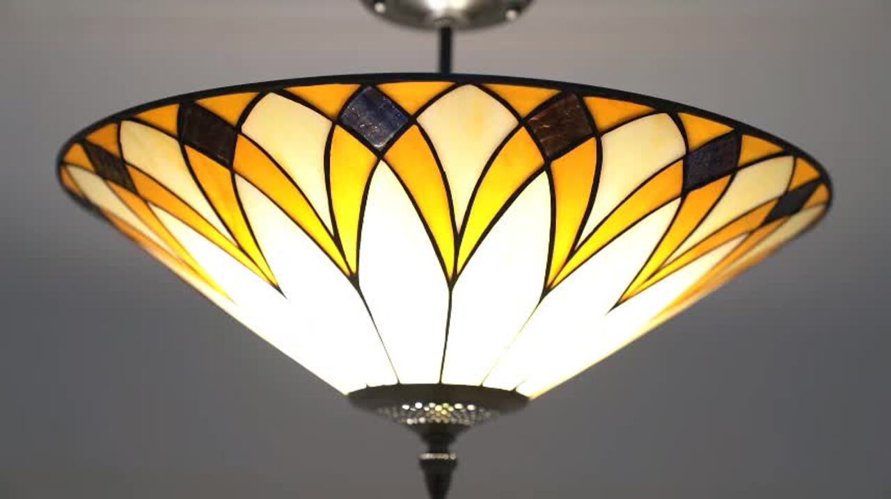 OUKANING 15.7 in. 3-Light Colorful Retro Semi-Flush Mount Ceiling