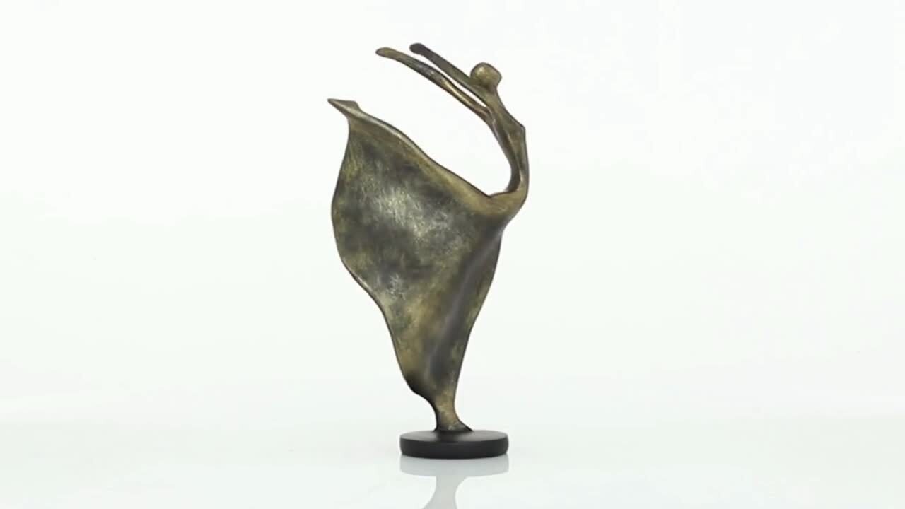 Litton Lane Brass Polystone Dancer Sculpture 58356 - The Home Depot