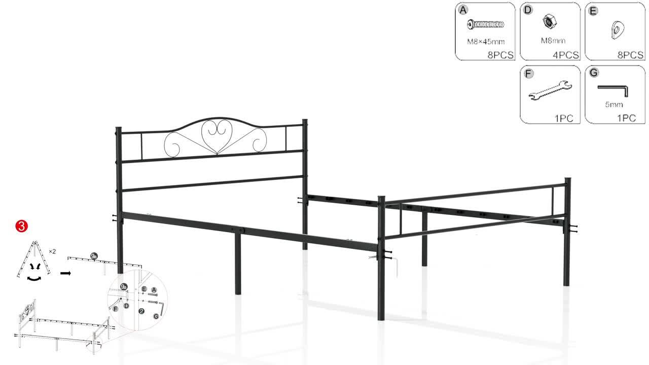 VECELO Metal Full size Bed Frame with Headbord, No Box