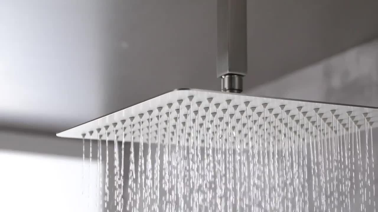 3-Spray with 2.5 GPM 12 in. 2 Functions Tub Ceiling Mount Dual Shower Heads in Spot in Brushed Nickle (Valve Included) 3-Spray with 2.5 GPM 12 in. 2 Functions Tub Ceiling Mount Dual Shower Heads in Spot in Brushed Nickle (Valve Included)
