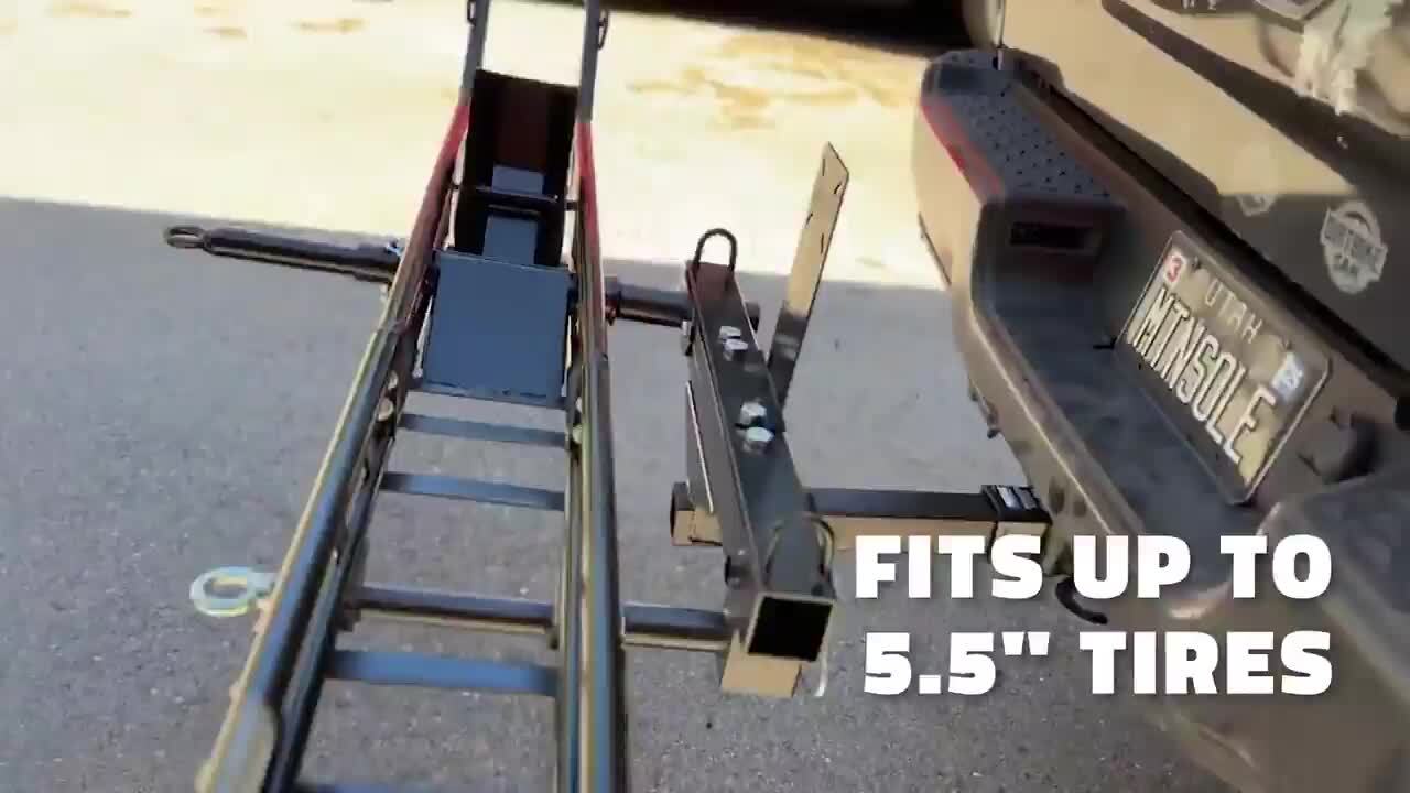 Mockins 510 lbs. Capacity Dirt Bike Hitch Hauler - Ramp Free, Tilting Design for Easy 1-Person Loading - Gas Can Attachment