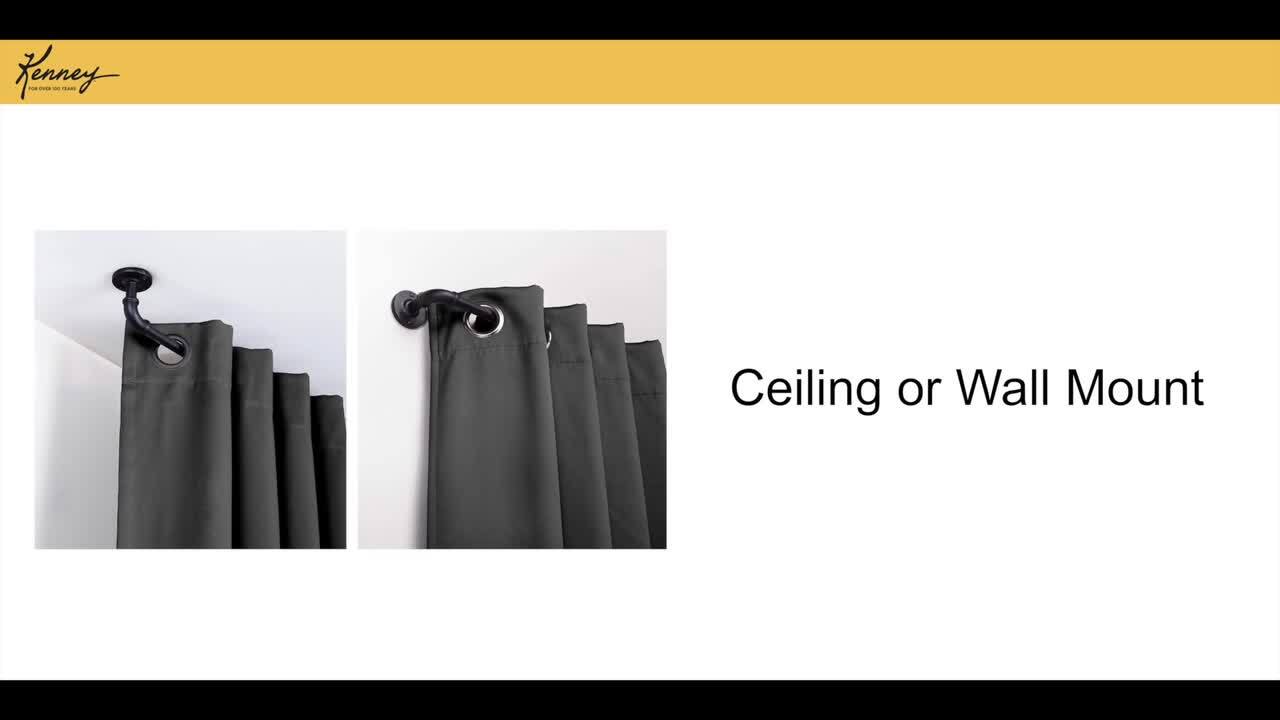 Adler Industrial 48 in. - 84 in. Adjustable Single Indoor/Outdoor  Rust-Resistant Curtain Rod 5/8 in. Diameter in Black