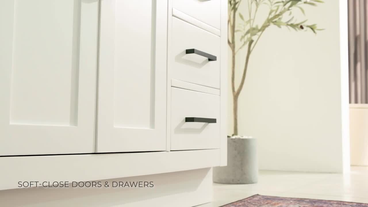 Hepburn 43 in. W x 22 in. D x 36 in. H Bath Vanity in White with White Pure Quartz Vanity Top with White Basin