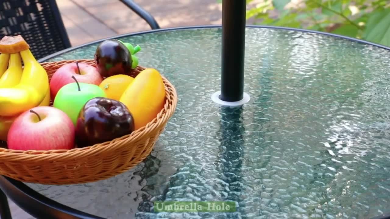 glass lazy susan for patio table with umbrella hole Royal Teak Collection Teak Simplify outdoor dining with the Silver 18 Inch Tempered Glass Lazy Susan by Tortuga Outdoor Eucalyptus Wood Lazy Susan, Lancaster