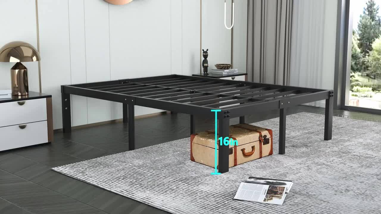 VENI 18 Heavy Duty Metal Platform Rounded Edge Bed Frame with Steel Slats  Easy Assembly, Twin 