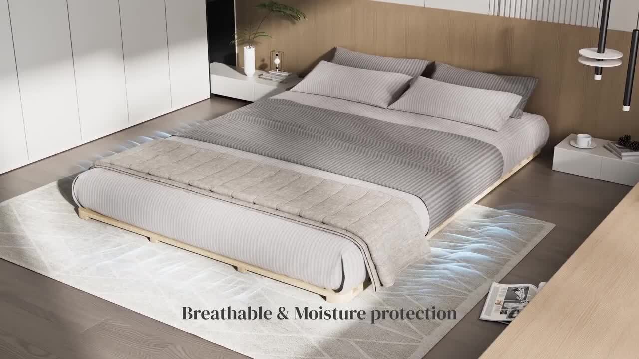 ABORON Tatami Bed Frame Foldable Wood Slatted Floor Bed Frame for