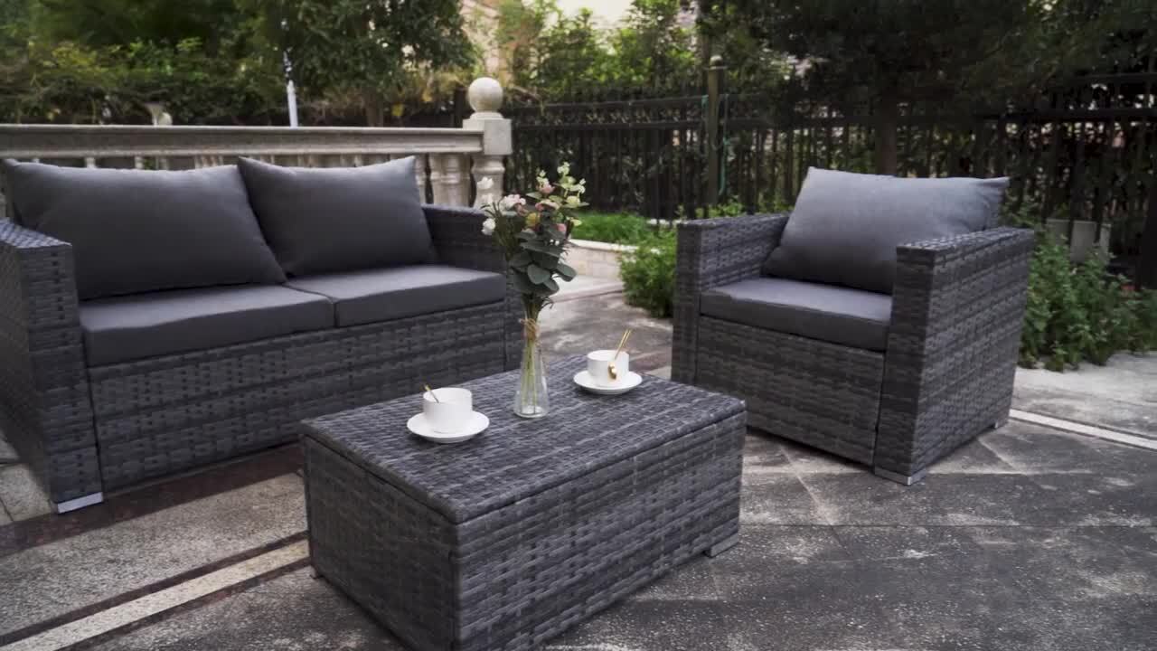 WESTIN OUTDOOR Jenner 4-Piece Contemporary Wicker Patio WESTIN OUTDOOR Jenner 4-Piece Contemporary Wicker Patio