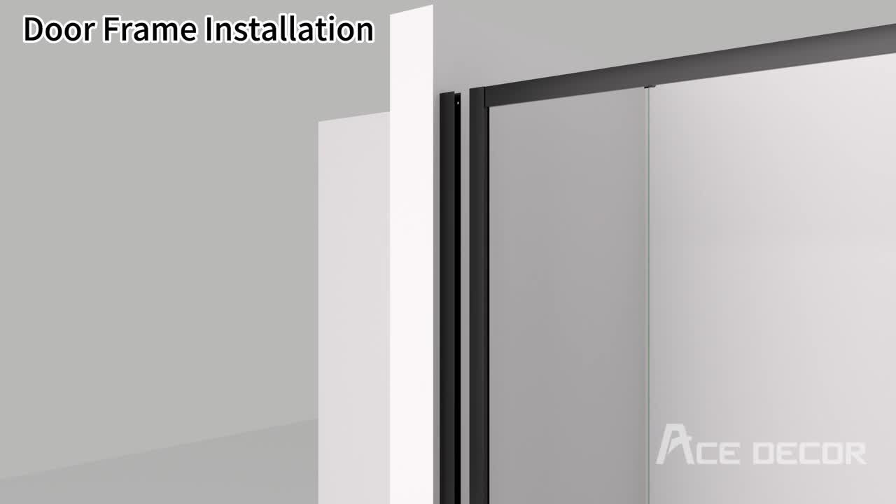ACE DECOR Corner Double Sliding Shower Door, with black lines 6mm