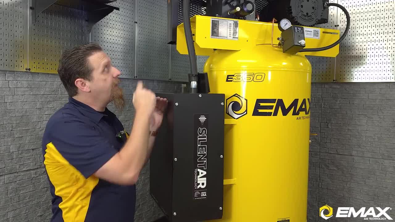 EMAX Silent Air Industrial E350 Series 80 Gal. 175 PSI 5HP 19 CFM
