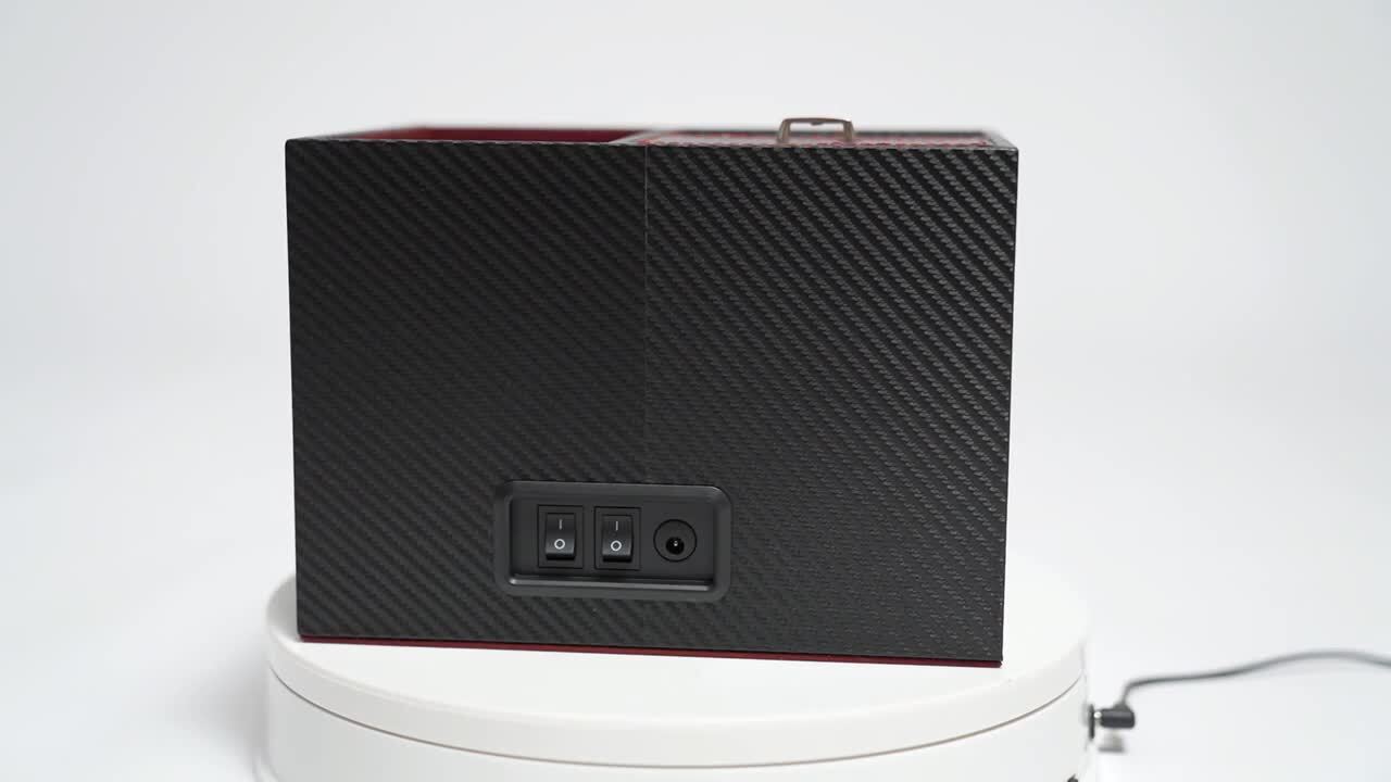 Black PU Automatic Watch Winder with Extra Storages LED Illumination Silent Motor Flexible Watch Pillow