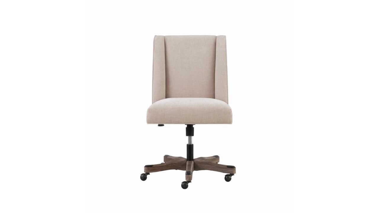 Draper Natural Linen Upholstered Swivel Office Chair