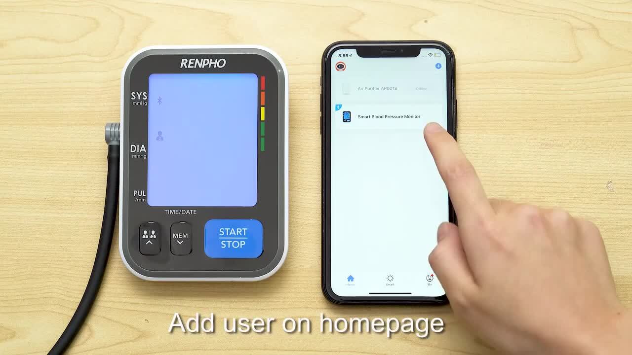 RENPHO Smart Blood Pressure Monitor PUS-RP-BPM001S-WH - The Home Depot