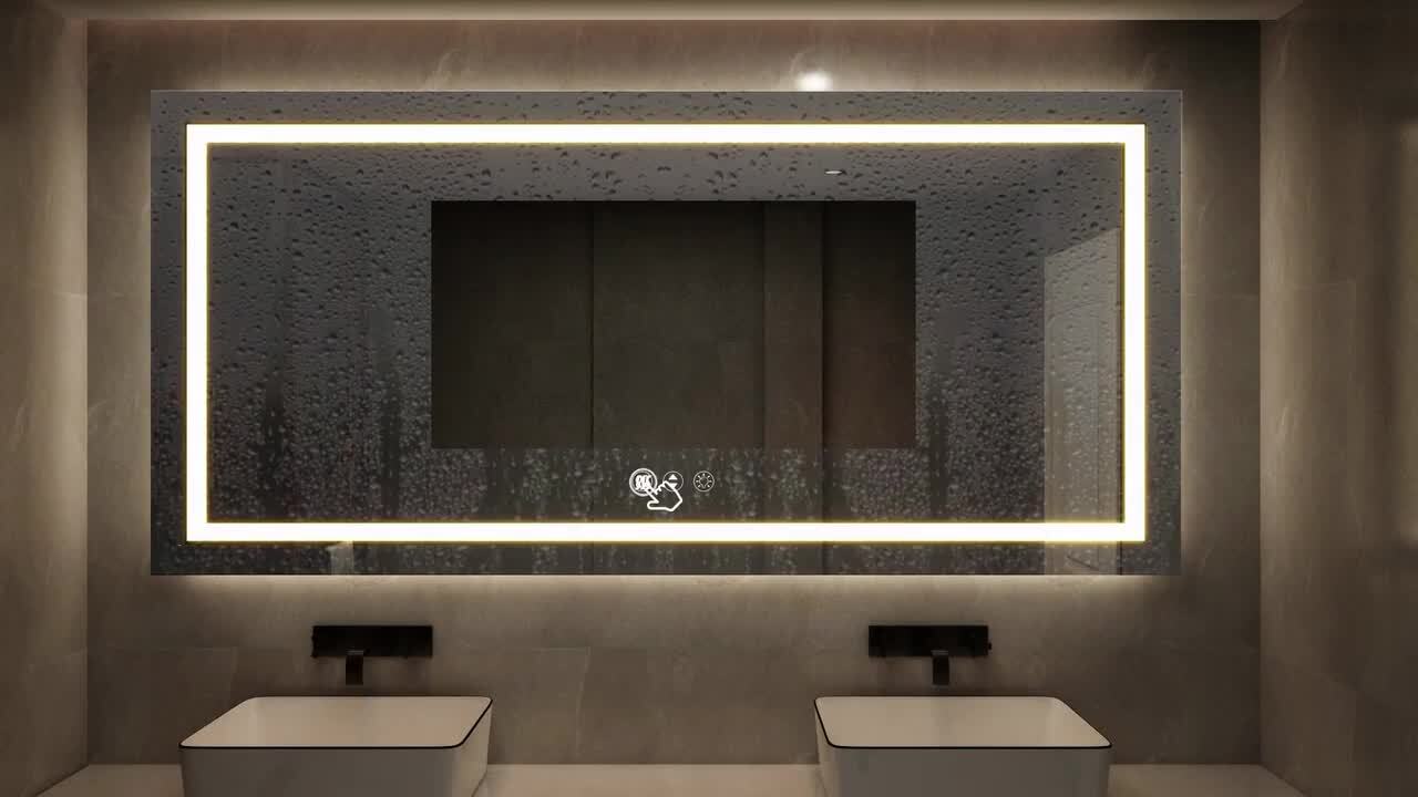 TOOLKISS 40 in. W x 24 in. H Rectangular Frameless LED Light