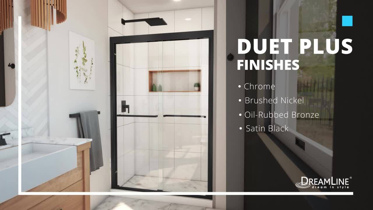 Duet 56 to 60 in. x 72 in. Semi-Frameless Bypass Sliding Shower Door in Brushed Nickel