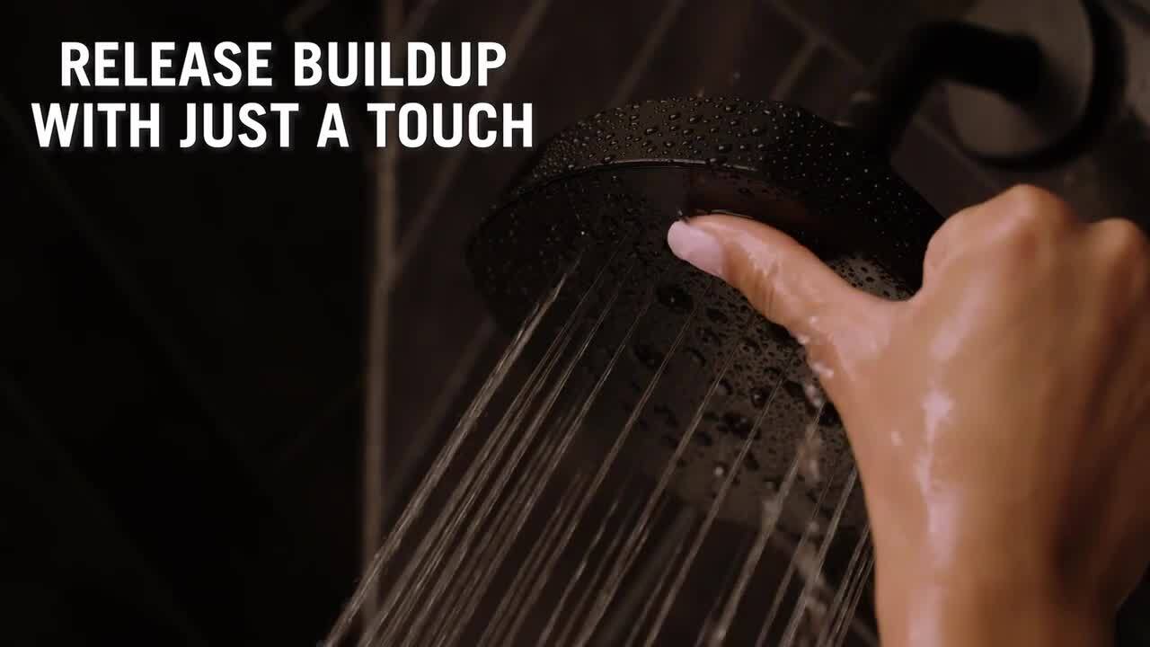 Pivotal 5-Spray 5.8 in. Single Wall Mount Fixed Rain H2Okinetic Shower Head in Matte Black Pivotal 5-Spray 5.8 in. Single Wall Mount Fixed Rain H2Okinetic Shower Head in Matte Black