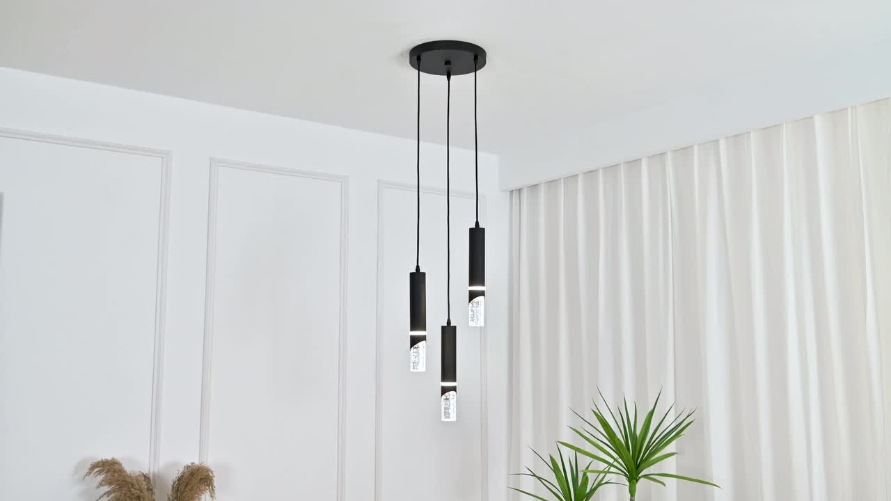 ZHLWIN Home Lighting 18W Black 3-Light Modern Crystal Integrated