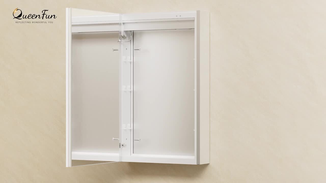 QueenFun Nova 24 in. W x 32 in. H Rectangular Aluminum Recessed/Wall Mount Dimmable Fogless Lighted Medicine Cabinet with Mirror