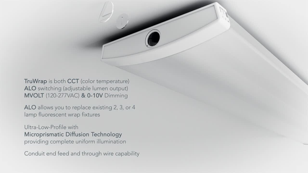 Contractor Select 4 ft. 5000 Lumens Integrated LED Dimmable White Wraparound Light Fixture, 4000K Contractor Select 4 ft. 5000 Lumens Integrated LED Dimmable White Wraparound Light Fixture, 4000K